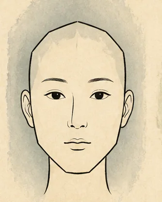 광대와 턱의 각진 윤곽을 강조한 금형 생성 개념도