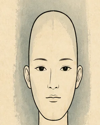 세로로 길고 완만한 타원 윤곽을 강조한 목형 생성 개념도